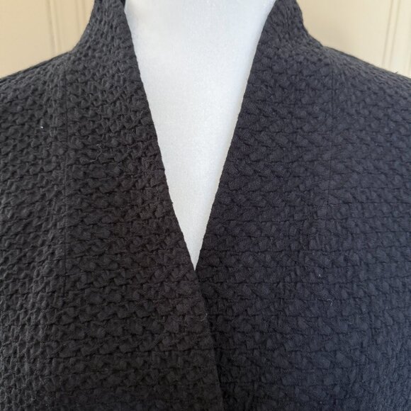 Eileen Fisher Black High Collar Jacket Cotton Tencel Stretch Chevron - Picture 3 of 12